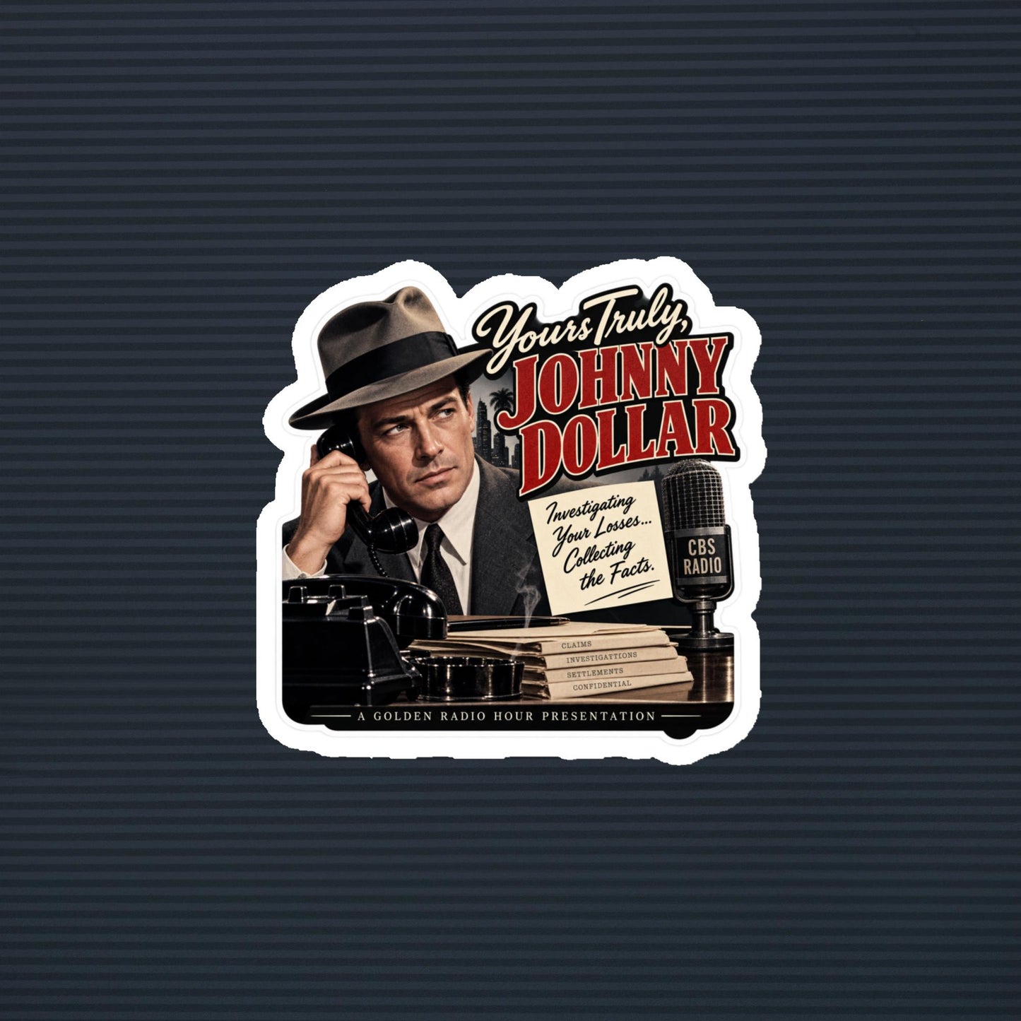 Yours Truly Johnny Dollar old-time-radio detective magnet, 4×4 mockup