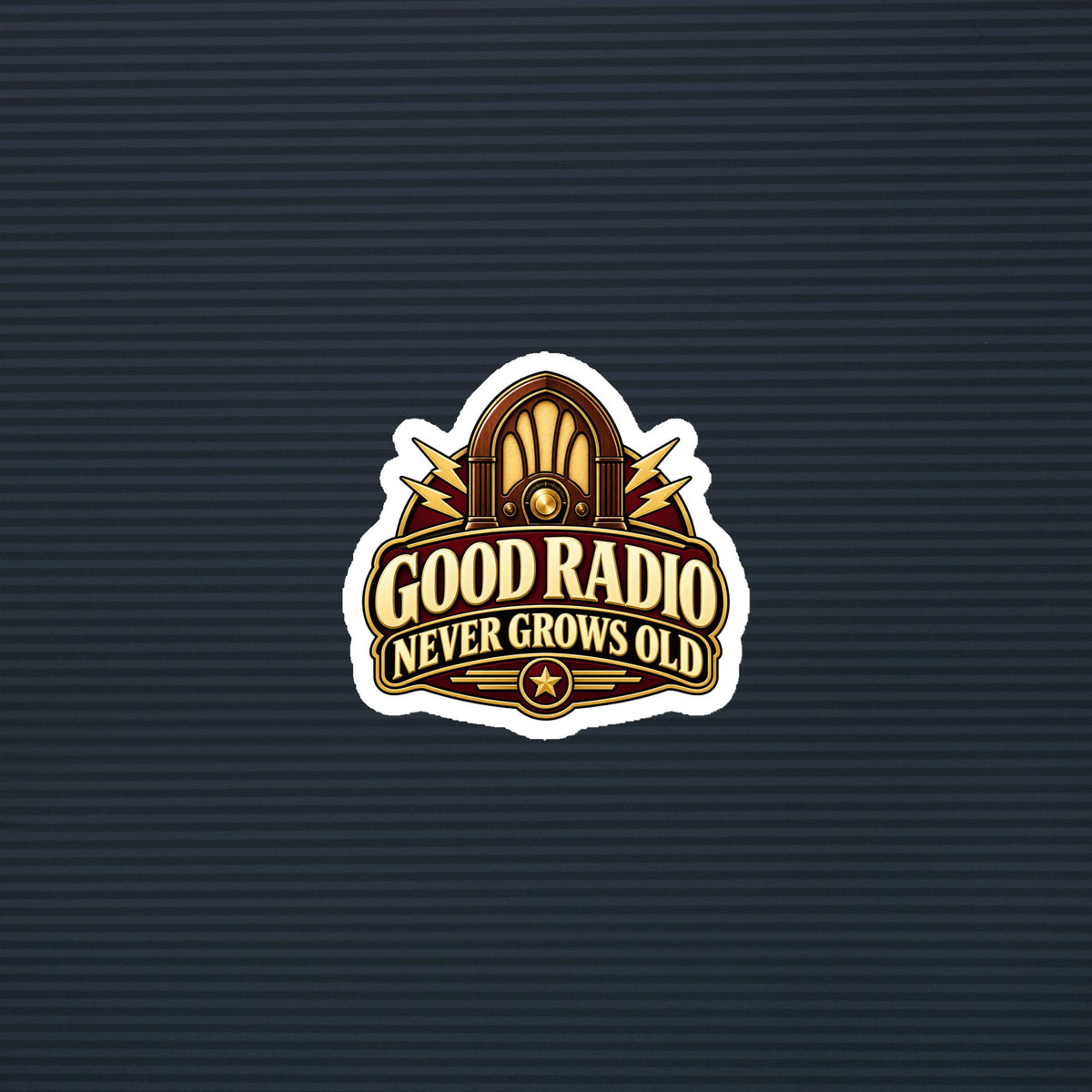 Good Radio Never Grows Old vintage tabletop radio magnet, 4×4 mockup