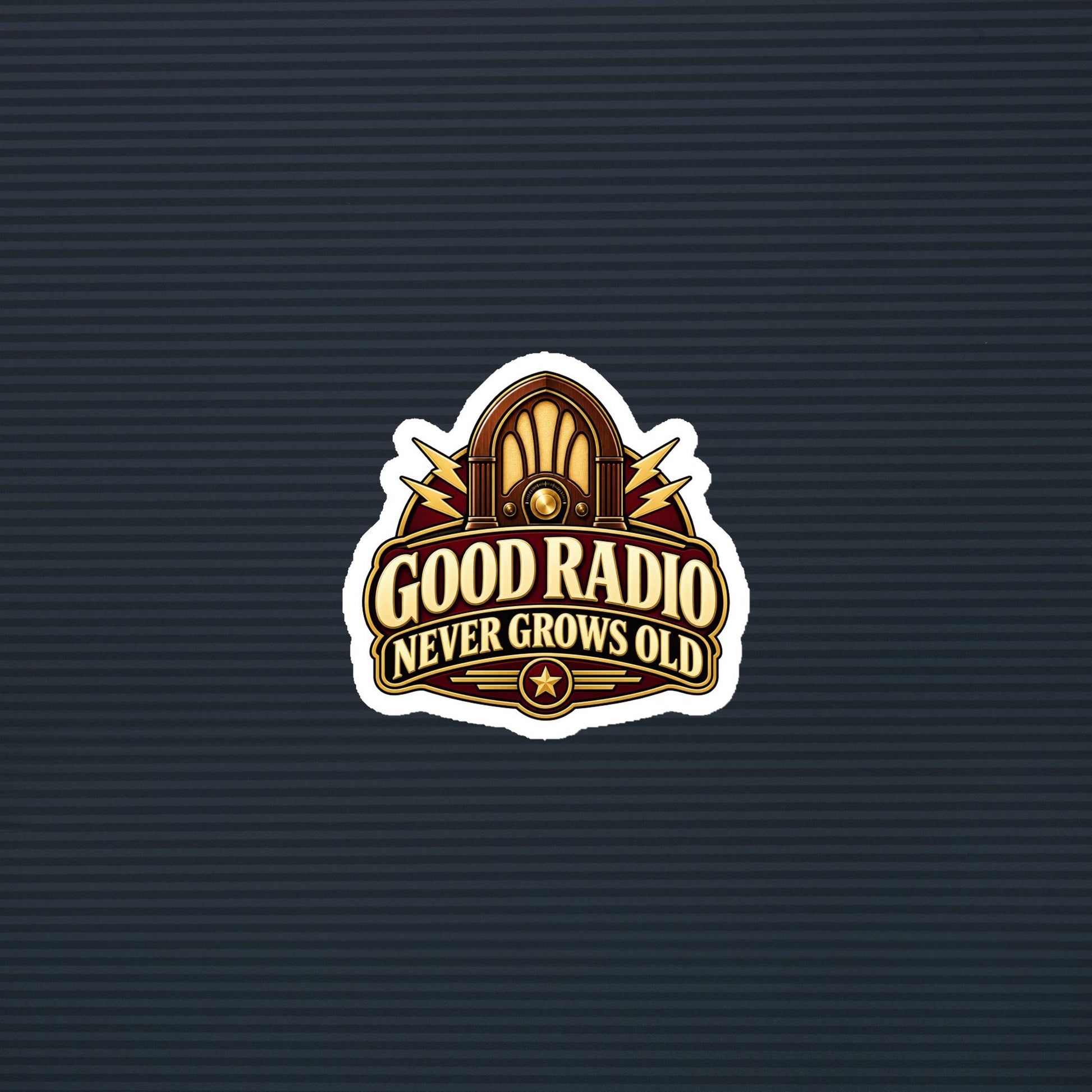 Good Radio Never Grows Old vintage tabletop radio magnet, 4×4 mockup