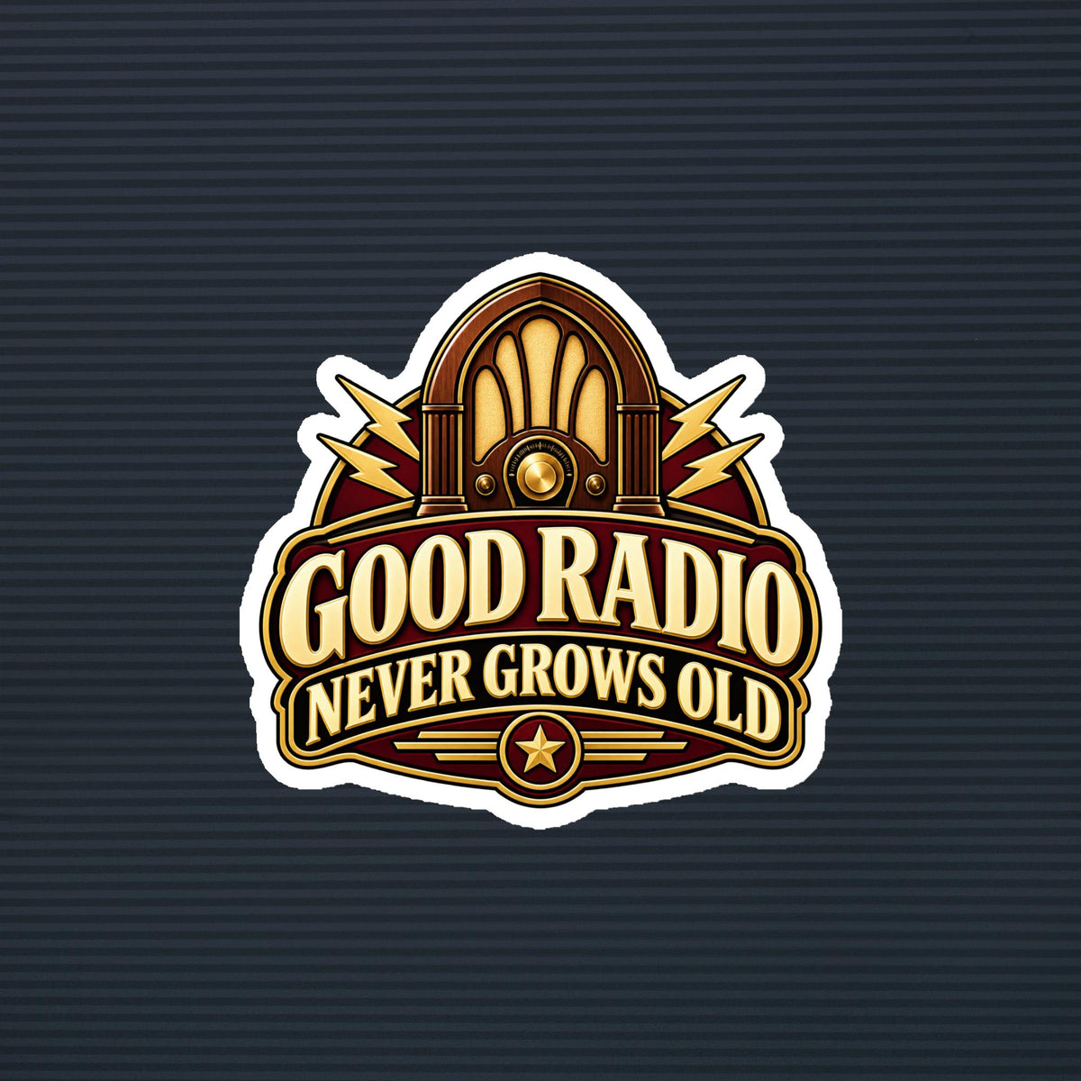 Good Radio Never Grows Old vintage tabletop radio magnet, 6×6 mockup